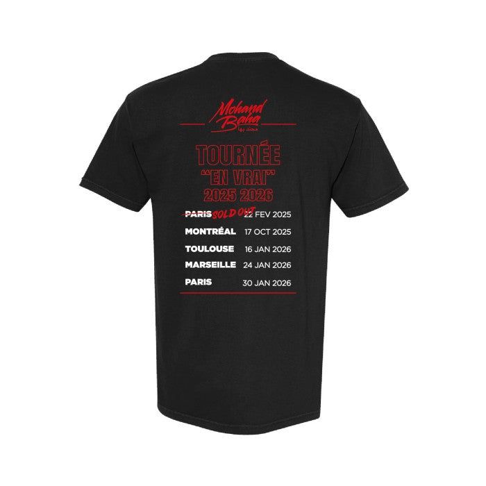 T-shirt Noir logo Blanc "Mohand Baha" - Logo Noir Édition Tournée 2026