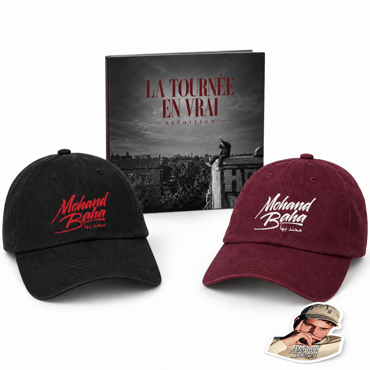 Pack LA TOURNÉE EN VRAI album et casquette avec sticker Mohand Baha inclus
