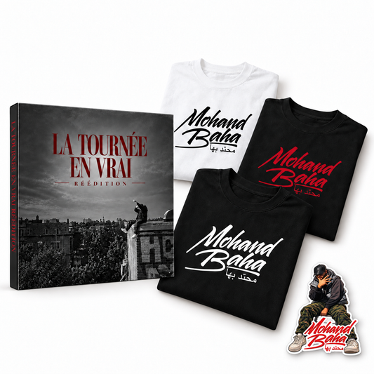 Pack LA TOURNÉE EN VRAI album et T-shirt avec sticker Mohand Baha inclus